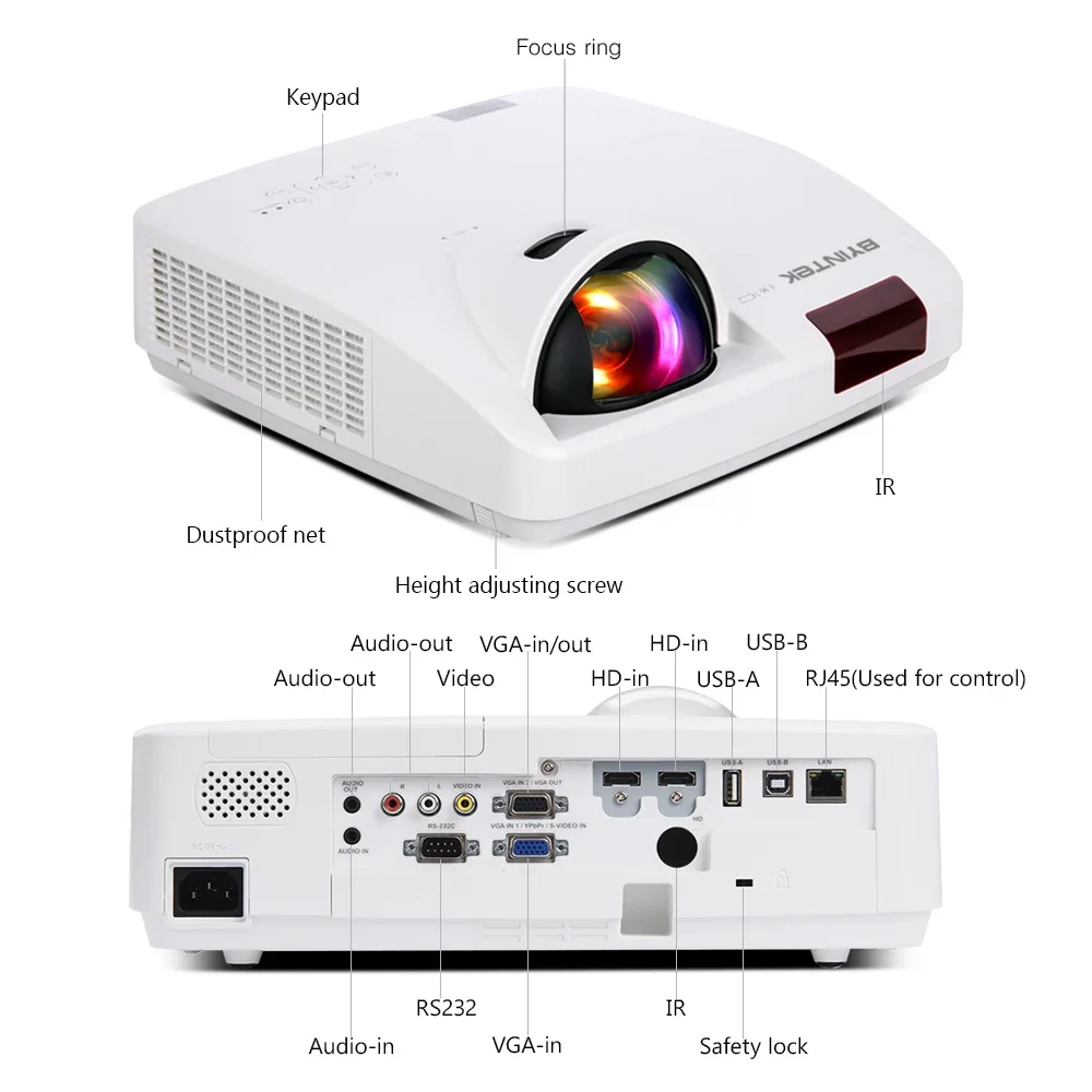 Ultra Short Throw Advertising Projector 4k,3000 Ansi Lumens Outdoor Professional Cinema Projector