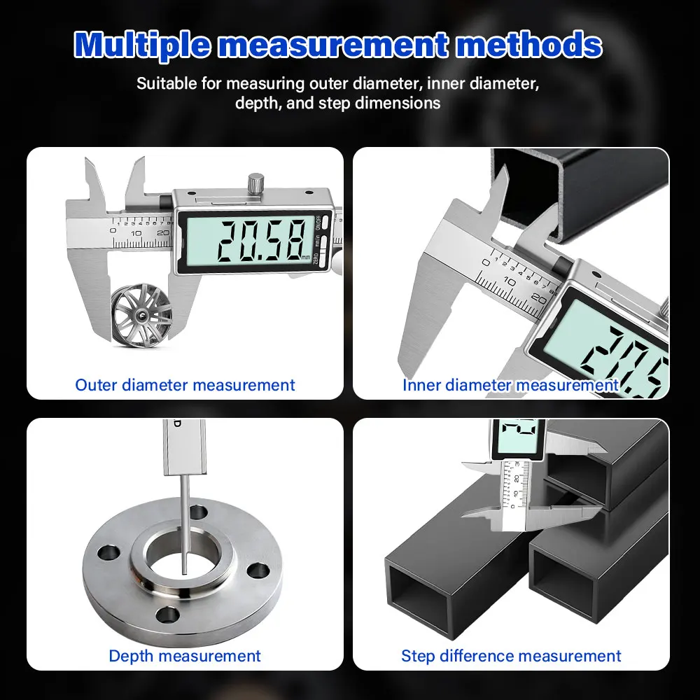 Digitaler Messschieber, verbesserte Edelstahl-Digital-Messschieber 150 mm/6 Zoll mit großem LCD-Bildschirm, perfekt für Haushalt, Heimwerken