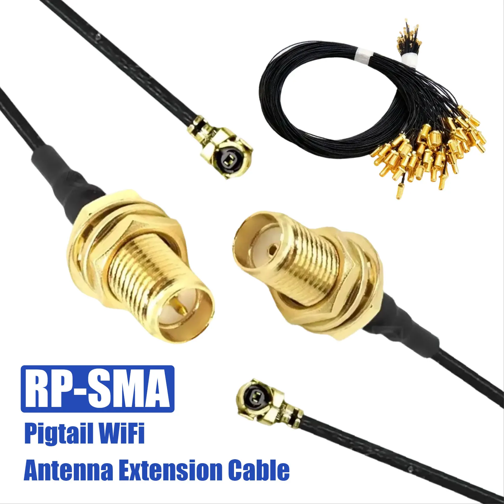 

2pcs RP-SMA Pigtail WiFi Antenna Extension Cable Connector Male To Female Extension Cable Copper Feeder Wire