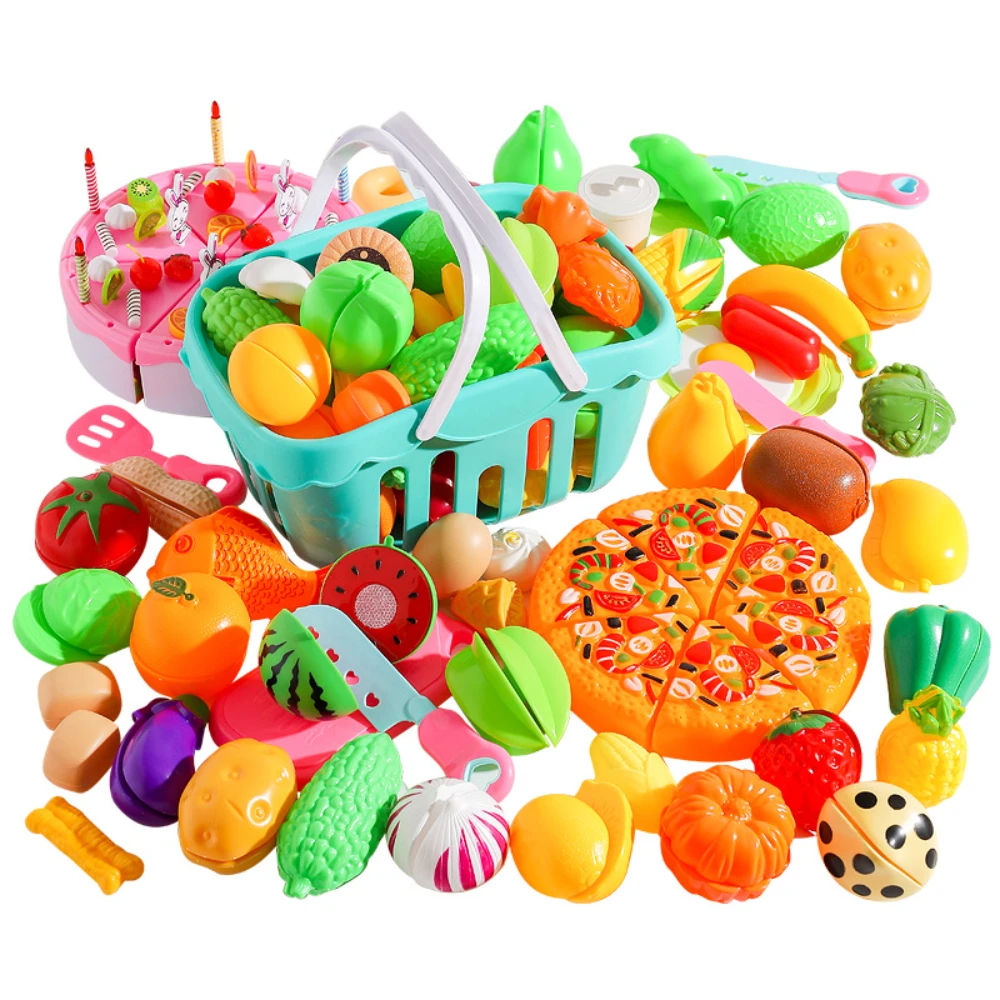 Conjunto de Juguete de Cocina WizKidz para Niños con Comida de Juguete y Cesta de Almacenamiento, Accesorios de Cocina para Niños Pequeños, Juguete Educativo, Regalo para Niños y Niñas.