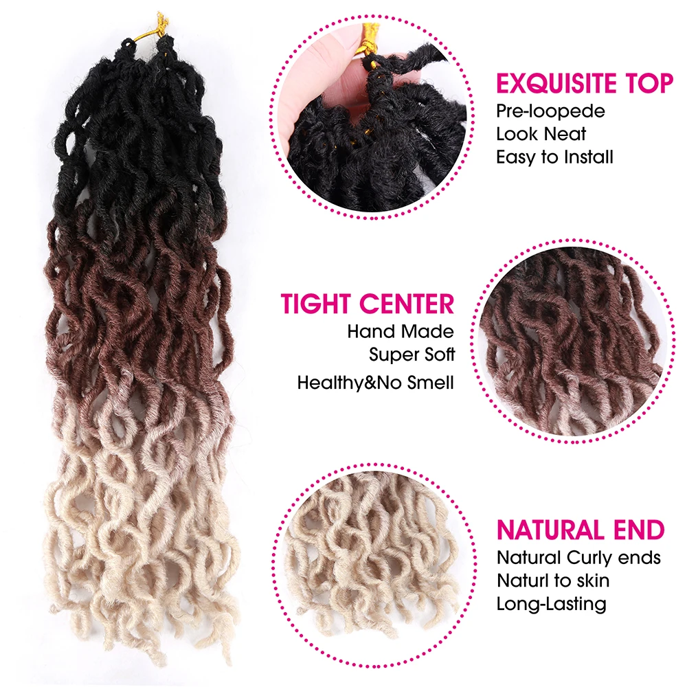 Gypsy Locs Synthetische Goddess Faux Locs Häkelhaar Weiche Zöpfe Dreadlocks Lockige Twist-Flechthaare für Frauen Schwarz 15 Stränge – Detail 6