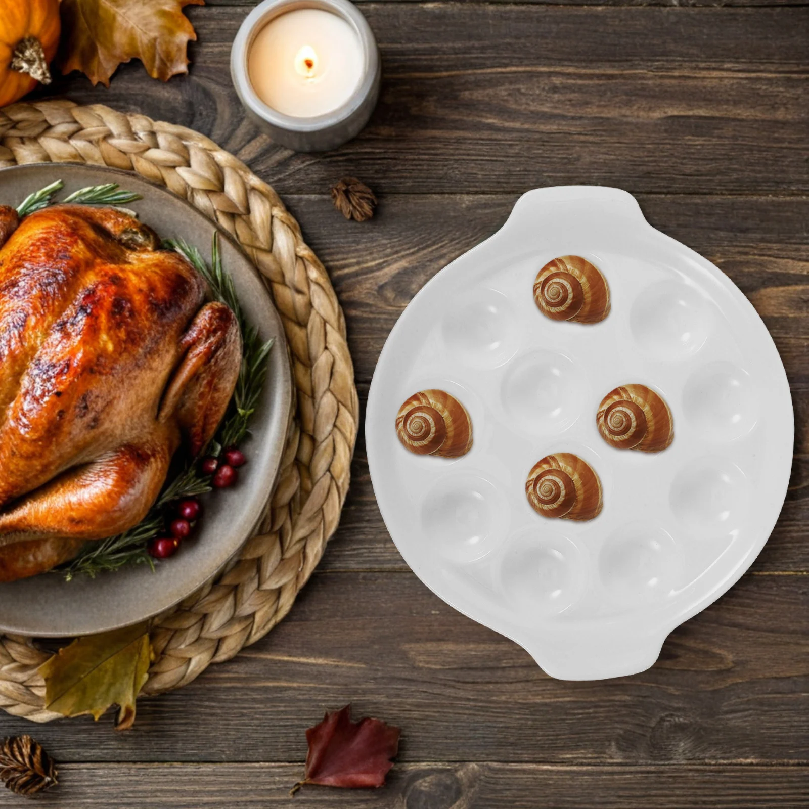 

1Pcs Baking Dish Snail Baking Plate Ceramic Kitchenware Antirust Restaurant Use Household Barbecue Dish