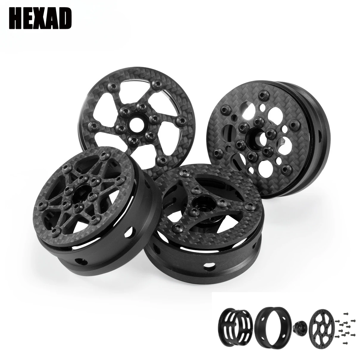 1.9 Inch Carbon Fiber Wheels Rim for 1/10 RC Car Crawler Capra SCX10 RR10 TF2 Element Enduro Gmade R1 Cheater Rigs 1.9S DIY