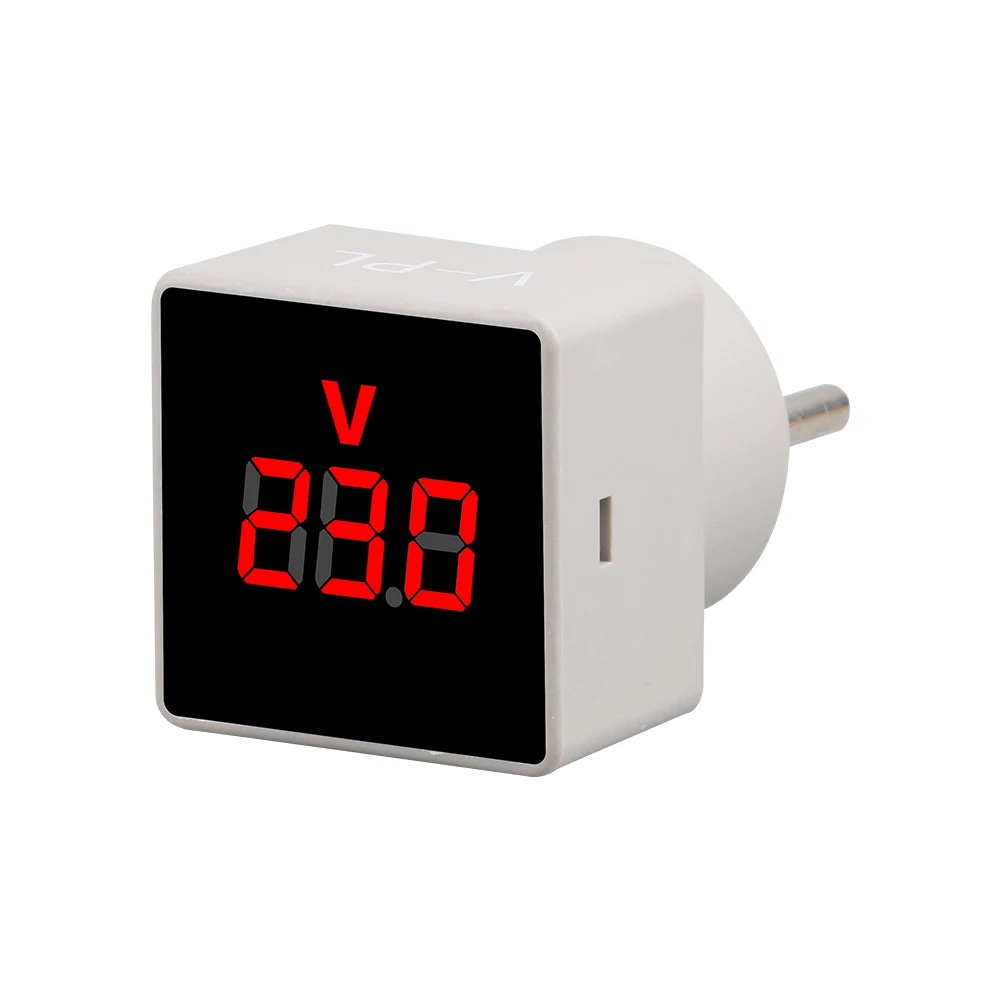 AC50-380V V-PL Square Voltmeter Mini Digital Voltmeter Voltage Tester Voltage Meter Panel Monitor EU Plug Socket