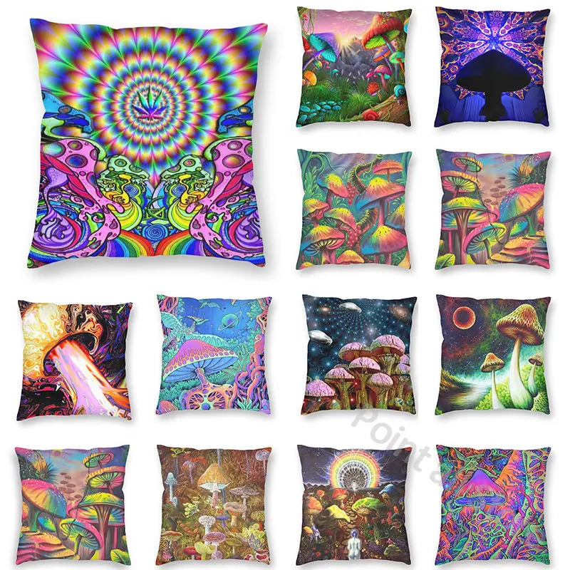 

Psychedelic Tapestry Mushroom Mandala Throw Pillowcase Bohemian Gypsy Psychedelic Witchcraft Cushions Sofa Bedroom Decor Home