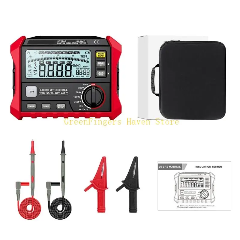 F68D 100V to 2500V Digital Insulation Tester with Stored Reading Review Functions