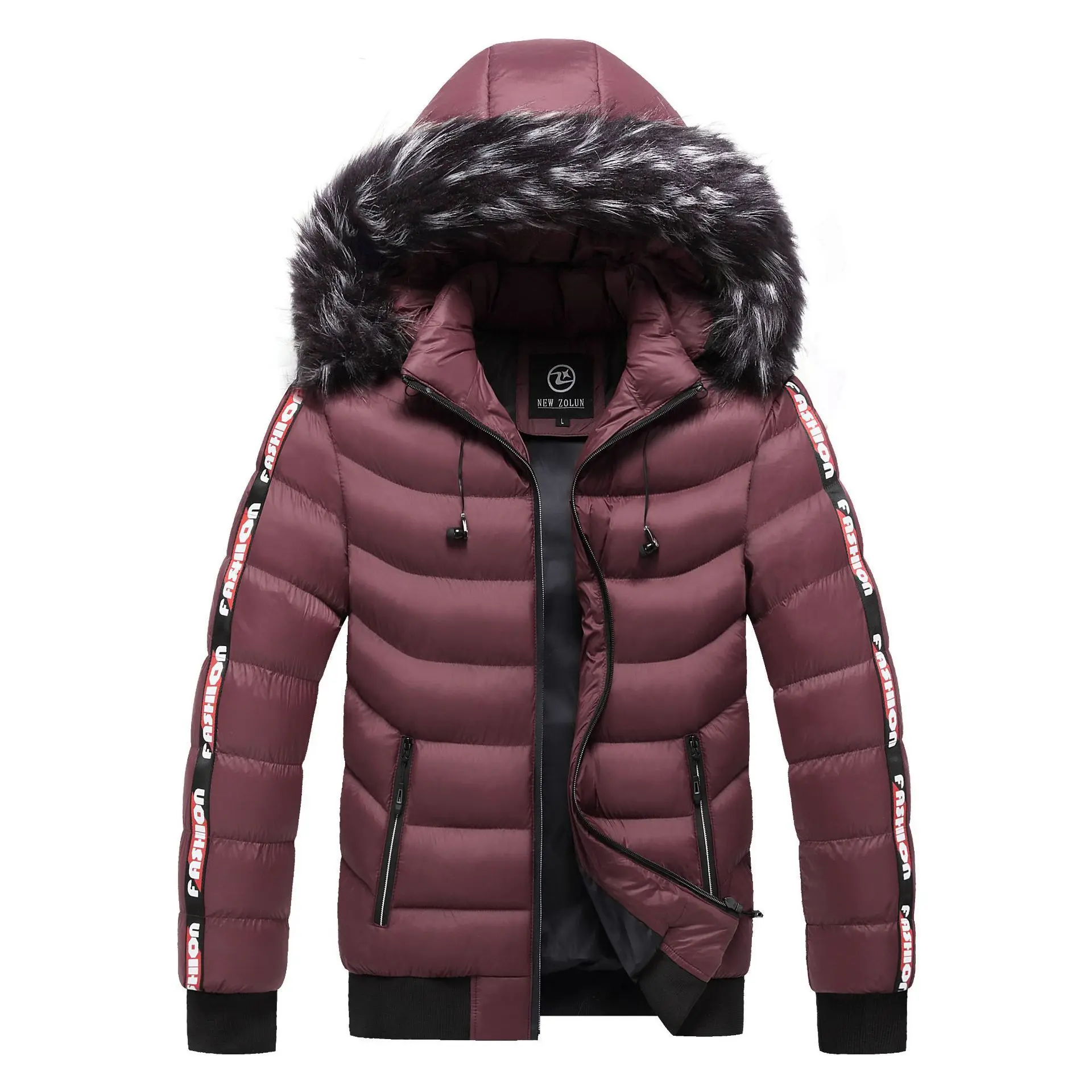 Casaco de inverno quente com capuz parkas casaco masculino gola de pele grossa lã parkas masculino outerwear lã à prova de vento para baixo casaco