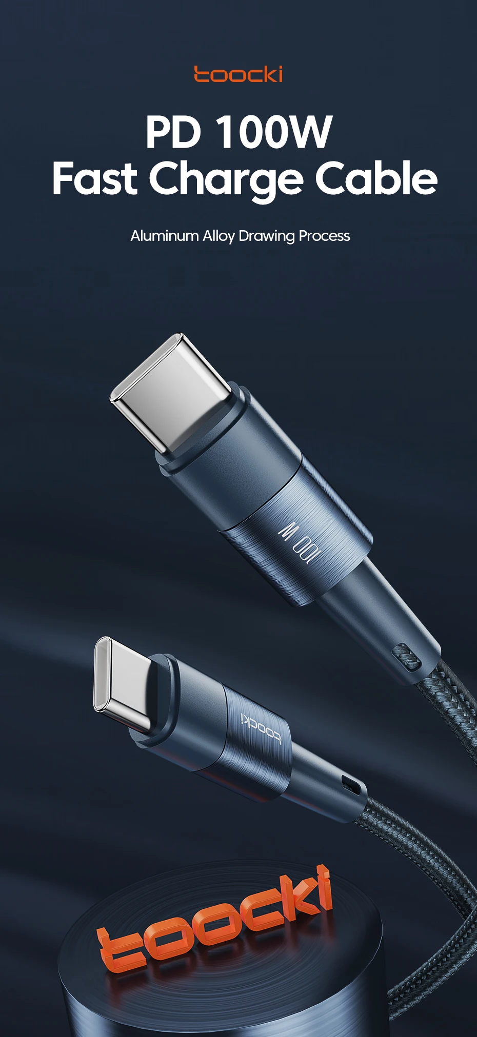 Toocki PD 100W Typ-C-zu-Typ-C-Kabel 5A Schnellladekabel USB-C-zu-USB-C-Kabel für iPhone 15 16 Huawei Mate 80 Honor Samsung Xiaomi – Detail 1