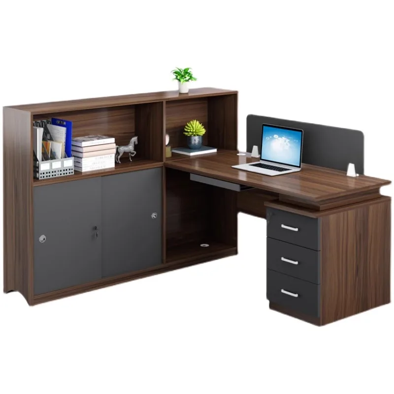 

Moderner Einfacher Büro-Schreibtischs Tuhl Doppelter Face-to-Face-Schreibtisch Für 3-4 Mitarbeiter Modulares Holz Design Für Die