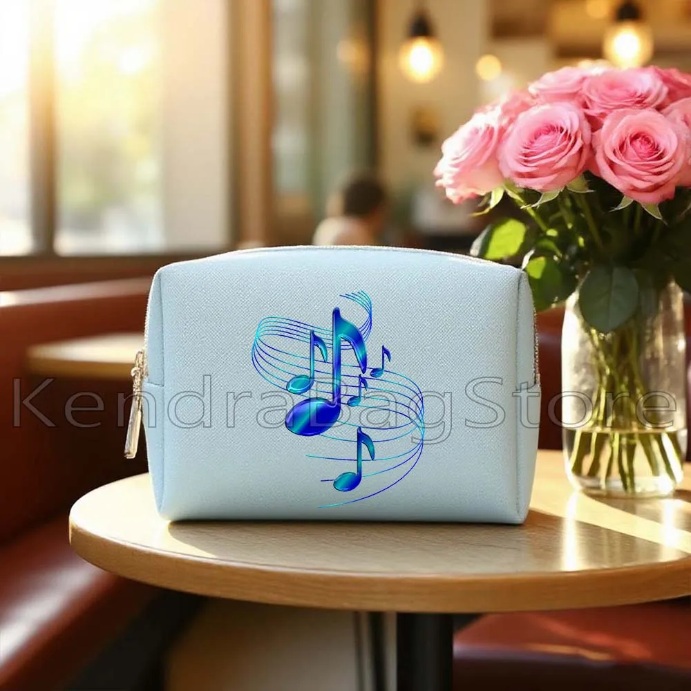 عشاق الموسيقى الهدايا الغيتار الملونة الأزهار ثلاثة أضعاف المفتاح الموسيقي الموسيقى ملاحظات بولي Blue حقيبة مستحضرات التجميل المرأة حقيبة مستحضرات تجميل حقيبة تخزين مقاومة للماء