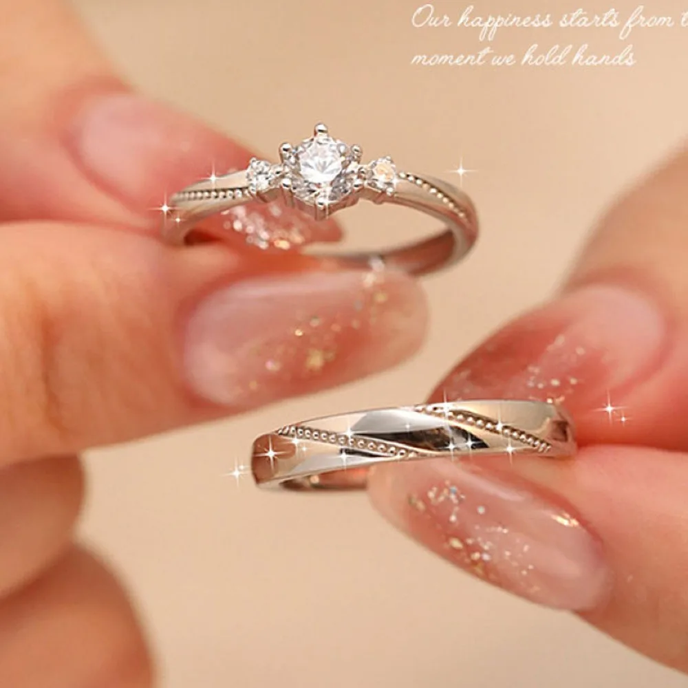 Couple Adjustable Twist Copper Plated Platinum Rings