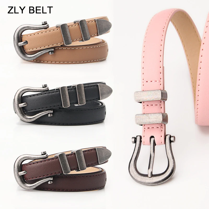 

ZLY 2023 New Fashion Belt Women Colorful PU Leather Material Silver Alloy Metal Pin Buckle 105CM Casual Solid Versatile Style