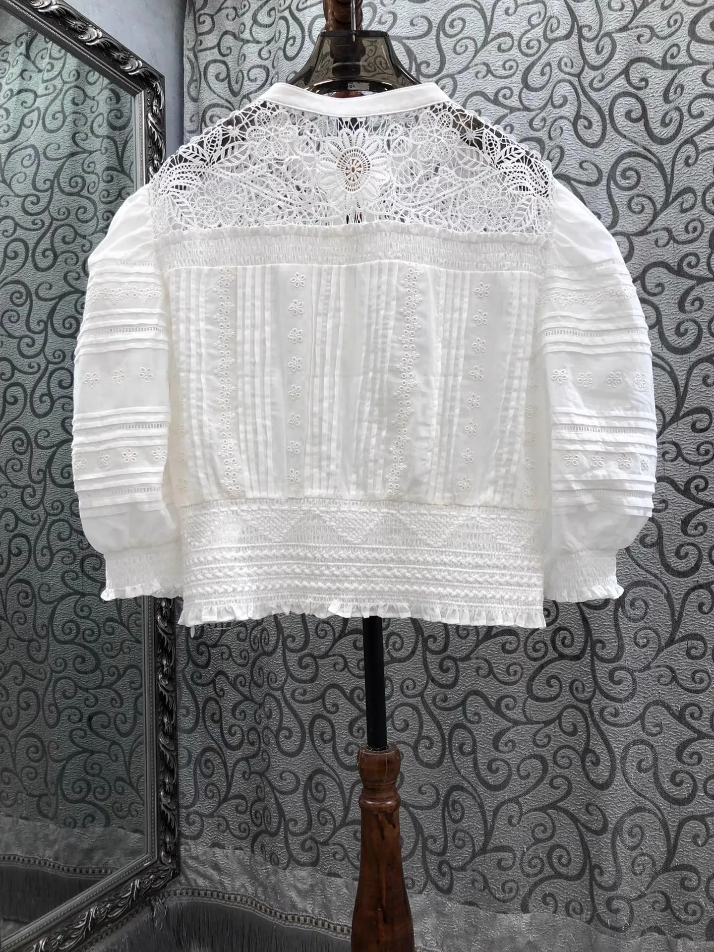 100%Cotton Blouse Shirt 2025 S - Crop Top Crochet ulasan dan harga