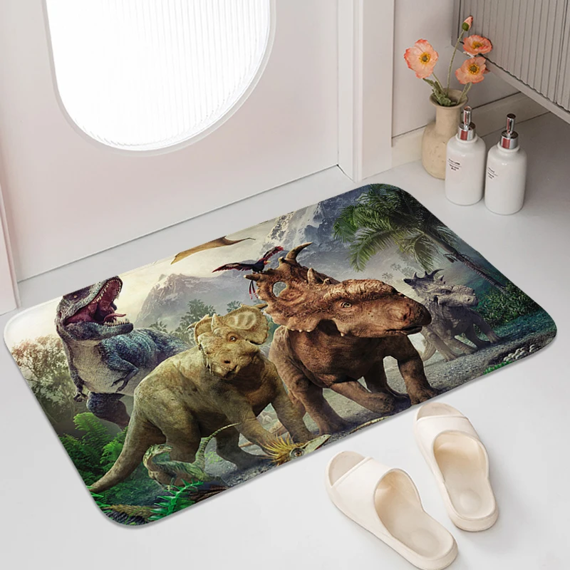 

Dinosaur Rug for Bedroom Washable Non-slip Kitchen Mats Funny Doormat Entrance Door Room Decorating Items Bathmat Home Carpet