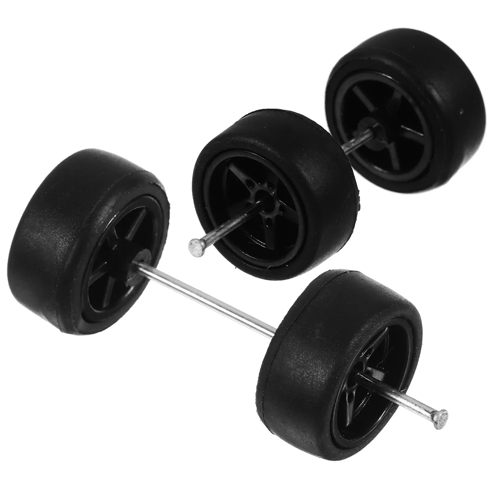 

1Set 1:64 Scale Car Wheel Hub Rubber Tires Sleek Silver Enhance Appearance Performance Rc Car Replaceable Wheels