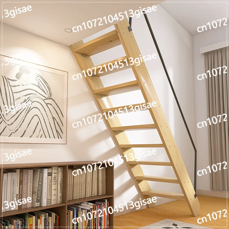 

Indoor solid wood loft stairs four steps five or six steps household ladder small space ladder large tread wooden ladder customi