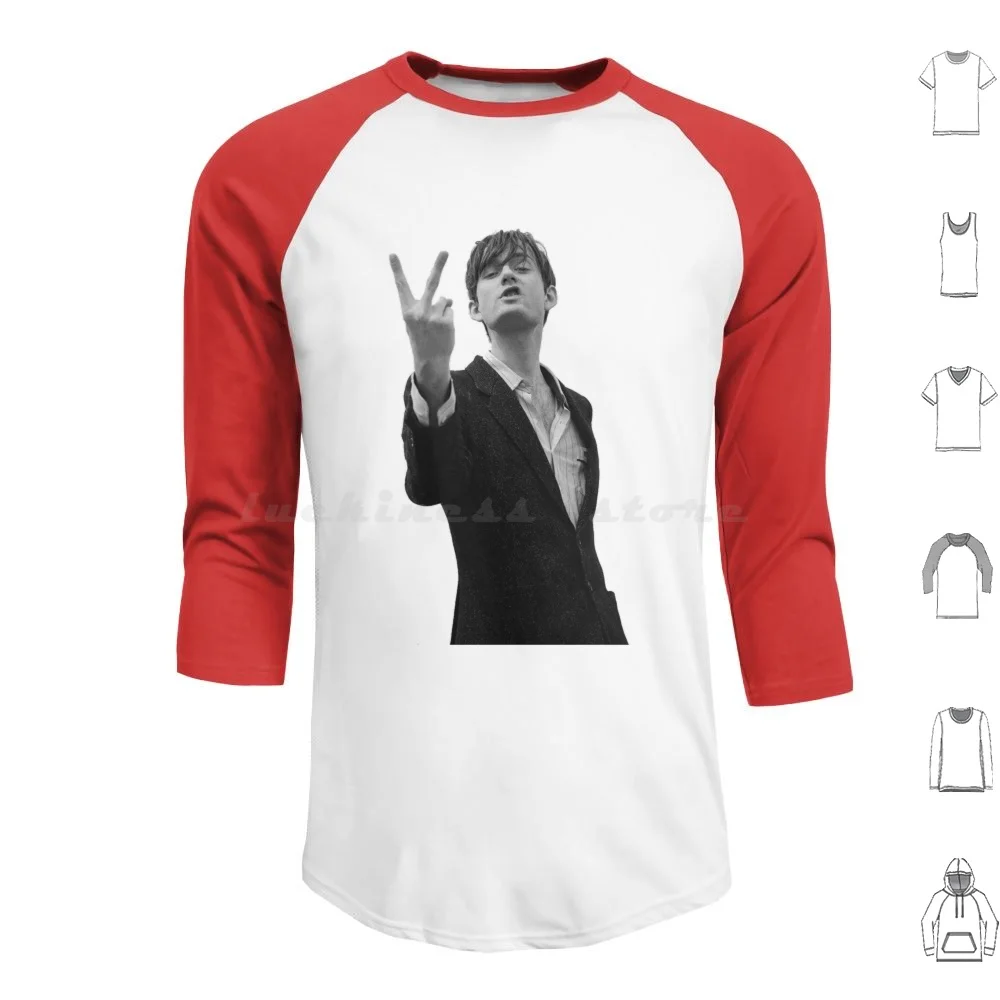 Jarvis Cocker Classic Outline V Sign Artwork High Quality Clear Background Iconic Hoodies Long Sleeve Pulp Jarvis