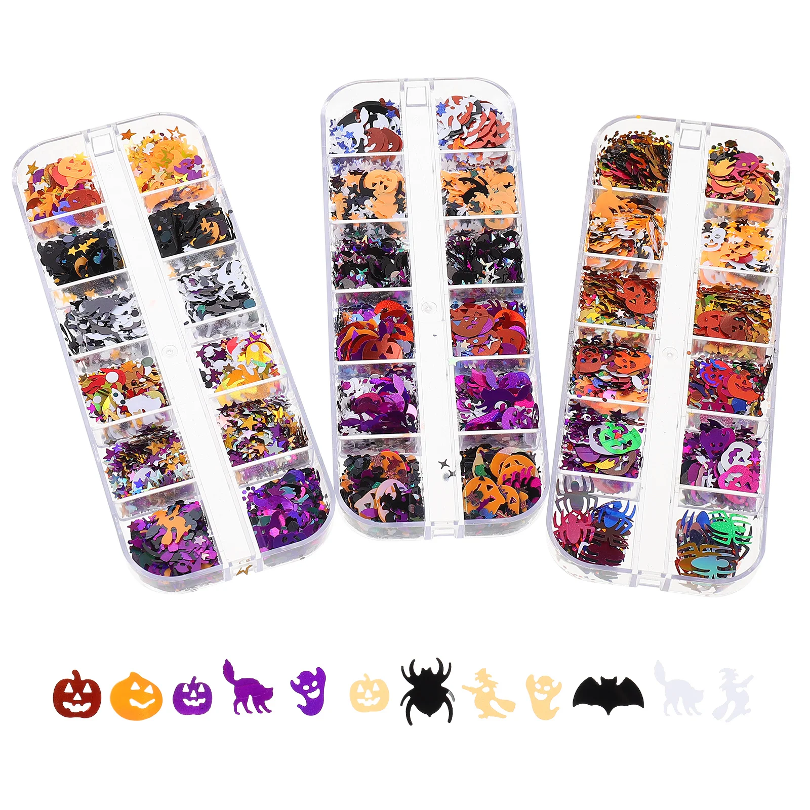 

3 Boxes Pumpkin Nail Patch Sequins Glitter Halloween Charm Glitters The Pet Craft Miss Decorations