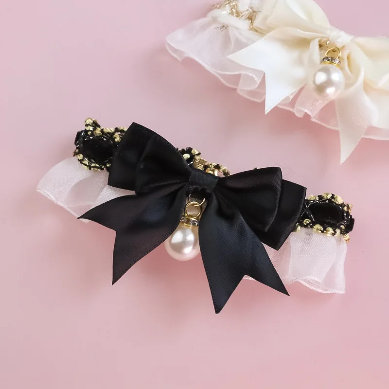Pet Dog Cat Collar Cute Lace Bow Cat Collar Adjustable Cat Necklace Jewelry Sweet Neck Decorative Pet Accessories Pet Supplies