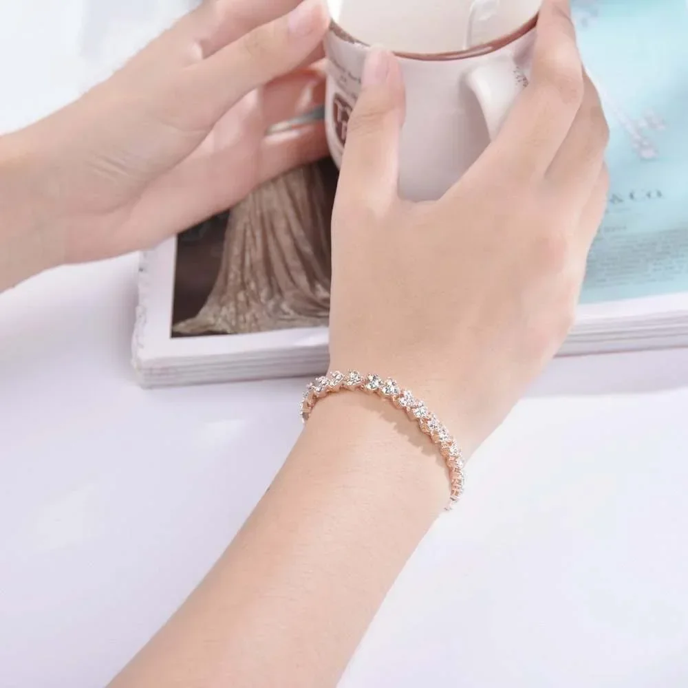 Fashion Charm Tennis Bracelet for Women Crystal Zircon Jewelry Adjustable Gold Color Silver Color Box Chain Bracelets Gift
