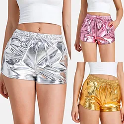 Faux Leather Punk Shorts Sexy Pole Dance Booty Shorts Fashion Skinny Elastic Gold Silver Short Pant Casual Ladies Streetwear New