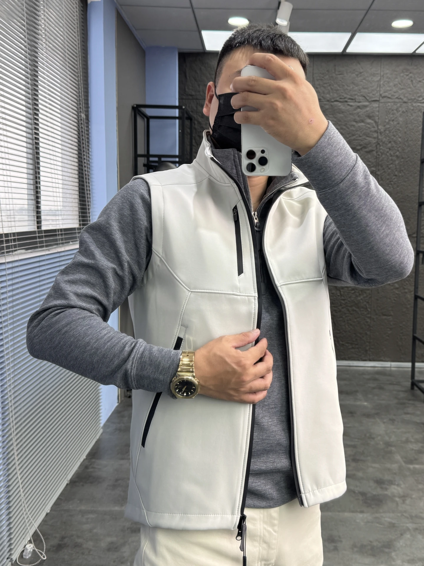 

Men's Fce Lined 3K Function Soft ell Jaet Outdoor Autumn Winter Thiened Warm Stand Collar Vest Padded Jaet