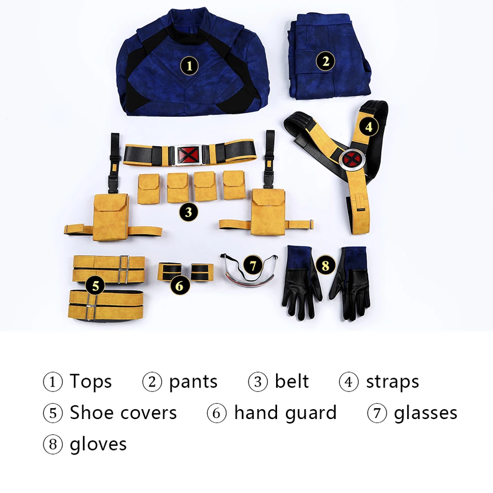 High Quality Blue Cyclops Cosplay Costume Doomsday Adult Man Jumpsuit Accessories Superhero Scott Role Play Battle Suit view 6