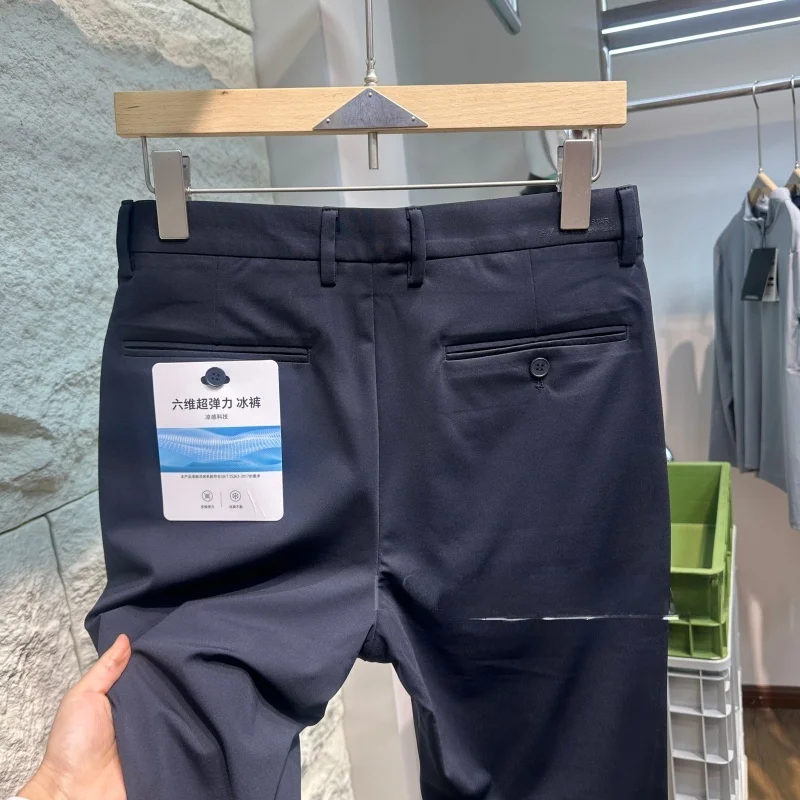 

Мужские повседневные брюки прямого кроя из нейлона с высокой эластичностью и охлаждающим эффектом, весна-лето, без бирки, стандартный крой