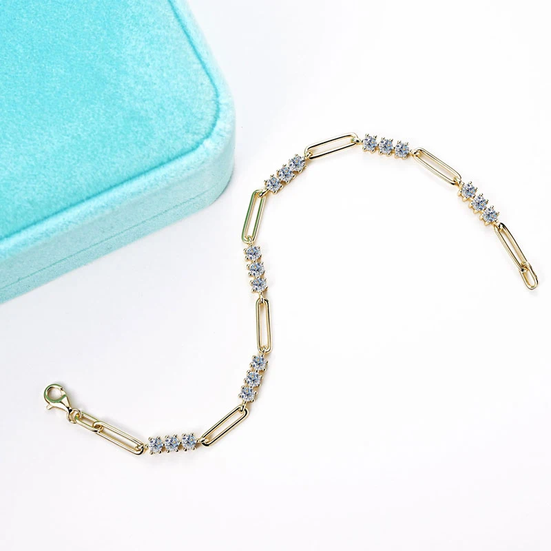 Lnngy Certyfikowana okrągła bransoletka z moissanitu 3MM dla kobiet 925 Sterling Silver Regulowane bransoletki łańcuszkowe Modna biżuteria na rękę Prezent — zdjęcie 4