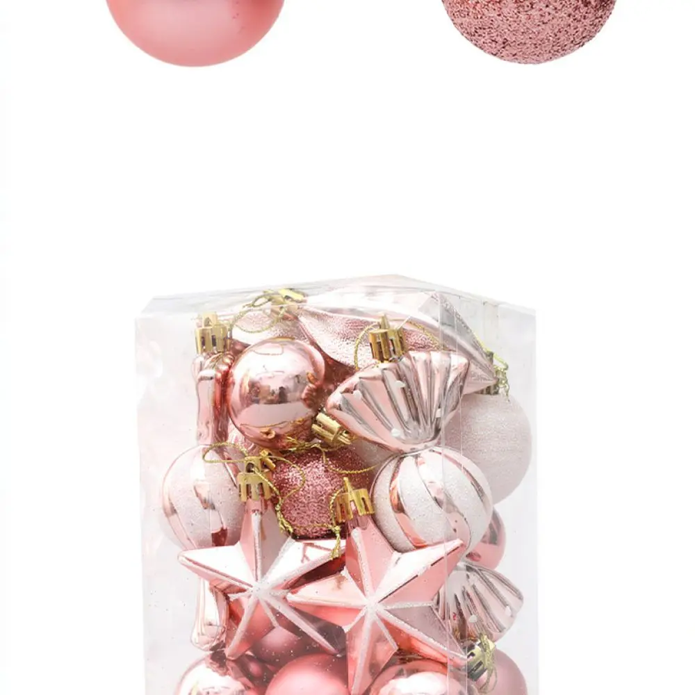 Xmas Tree Hanging Ornaments Set Rose Gold Pendants Holiday Decor Plastic Supplies For Seasonal Home Party Decoration