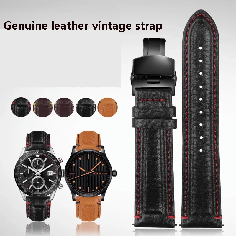 Watch Strap Men's Genuine Leather Retro for Mido Multifort Tag Heuer Citizen Armani Watchband Bracelet   20mm 22mm