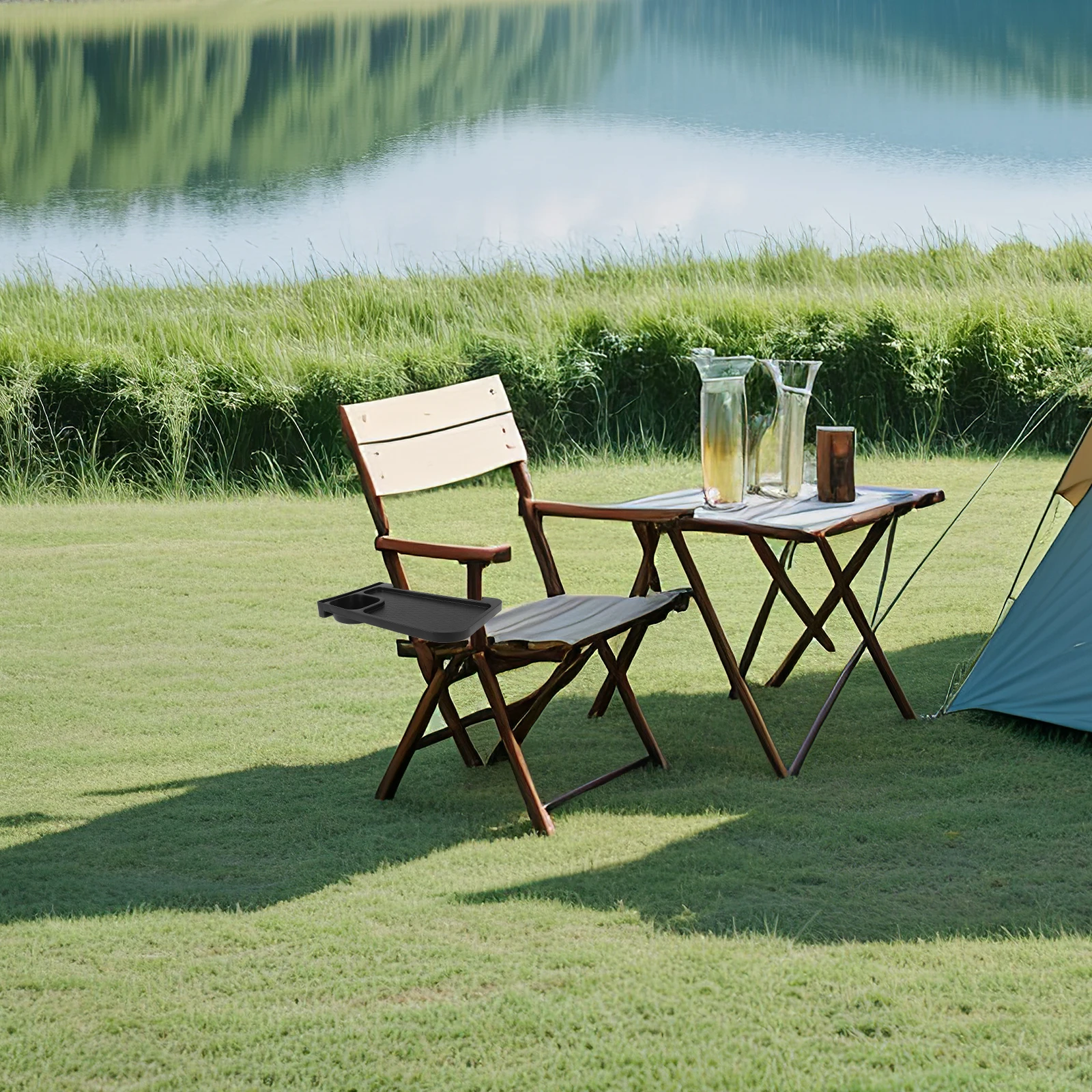 

Chair Side Rack Cup Holder for Beach Chairs Abs Plastic Storage Tray Portable Beverage Tray Foldable Outdoor Camping Furniture