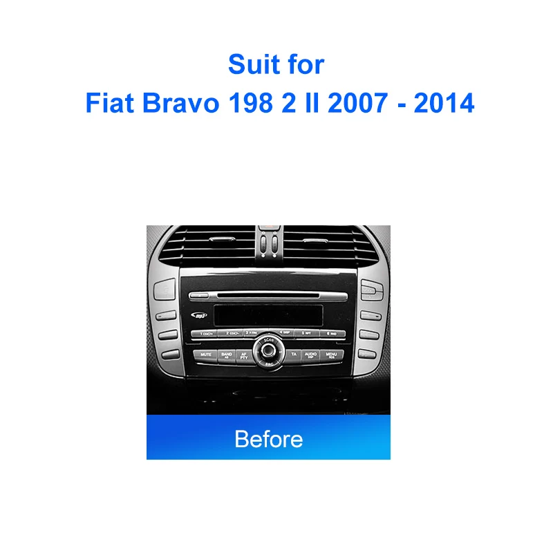 Car Radio For Fiat Bravo 198 2 II 2007 - 2014 Android 2 Din Stereo Mounting Bezel Faceplate Frame Kit