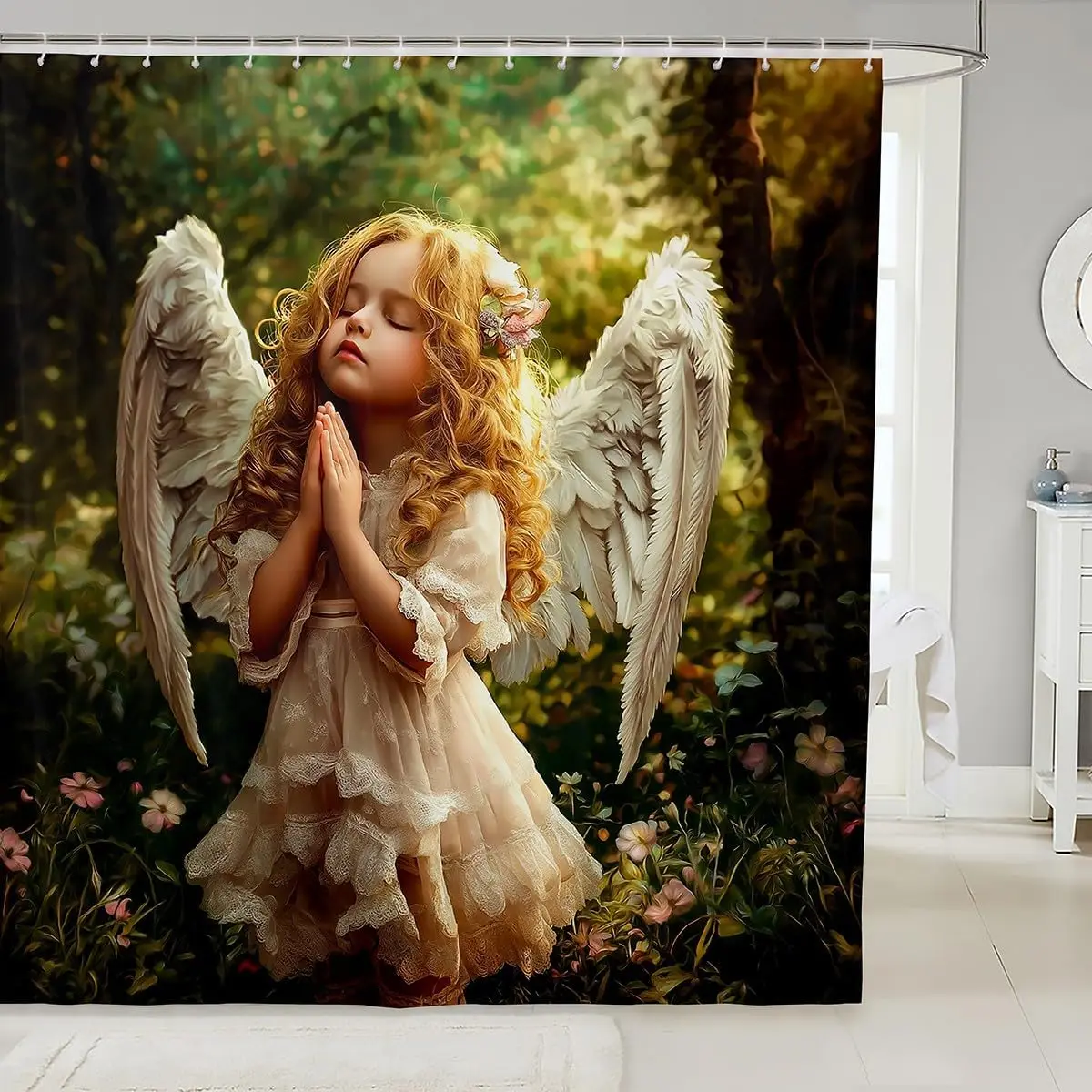 Whimsical Fairy Fantasy Forest Shower Curtain Decor Princess Nature Art Bathroom Wallpaper 180x180cm Magic