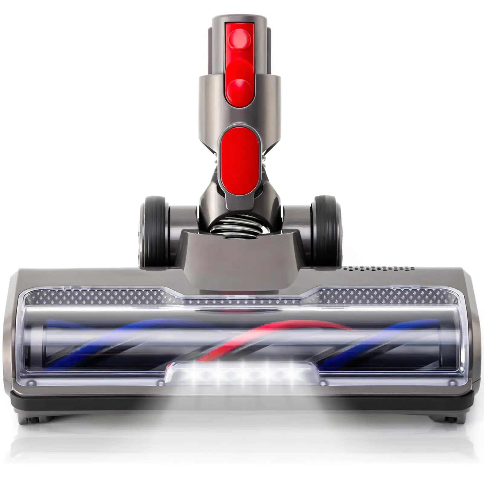 Testina spazzola a trasmissione diretta con luci LED bianche per aspirapolvere Dyson V7 V8 V10 V11 V15, ideale per pavimenti in legno e tappeti.
