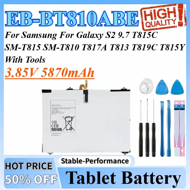 

3,85 В 5870 мАч EB-BT810ABE Аккумулятор для планшета Samsung Galaxy S2 9,7 T815C SM-T815 SM-T810 T817A T813 T819C T815Y с инструментами
