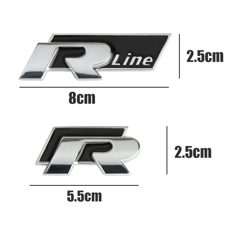 3D Car Front Grille Trunk Emblem Sticker For R Rline Logo Badge VW Volkswagen Polo Passat Golf Jetta CADDY Rline GTI GTD Sticker