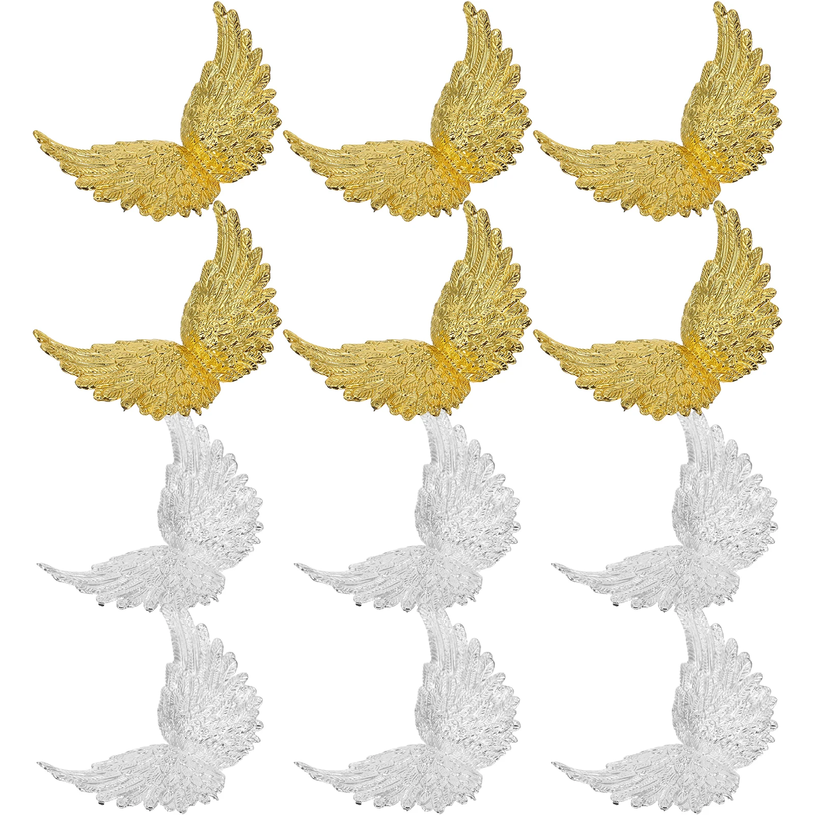 

24pcs Angel Wings Decoration 8cm Mini Plastic Cake Decor Gold 12 Silver 12 Craft Ornament Wing for DIY Making Cake Topper Party