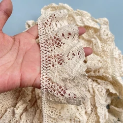 6cm Wide Beige Cotton Crochet Stretch Lace Ribbon DIY Clothing Cuff Collar Skirt Home Textile Curtain Eyebrow Sewing Material