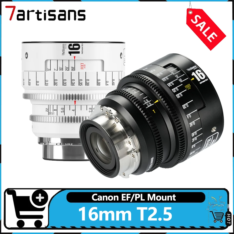 Серия кинообъективов 7Artisan INFINTE 16mm T2.5 Pro Grade Eternal Vision Consistent Prime, совместимая с камерами Canon EF/PL.
