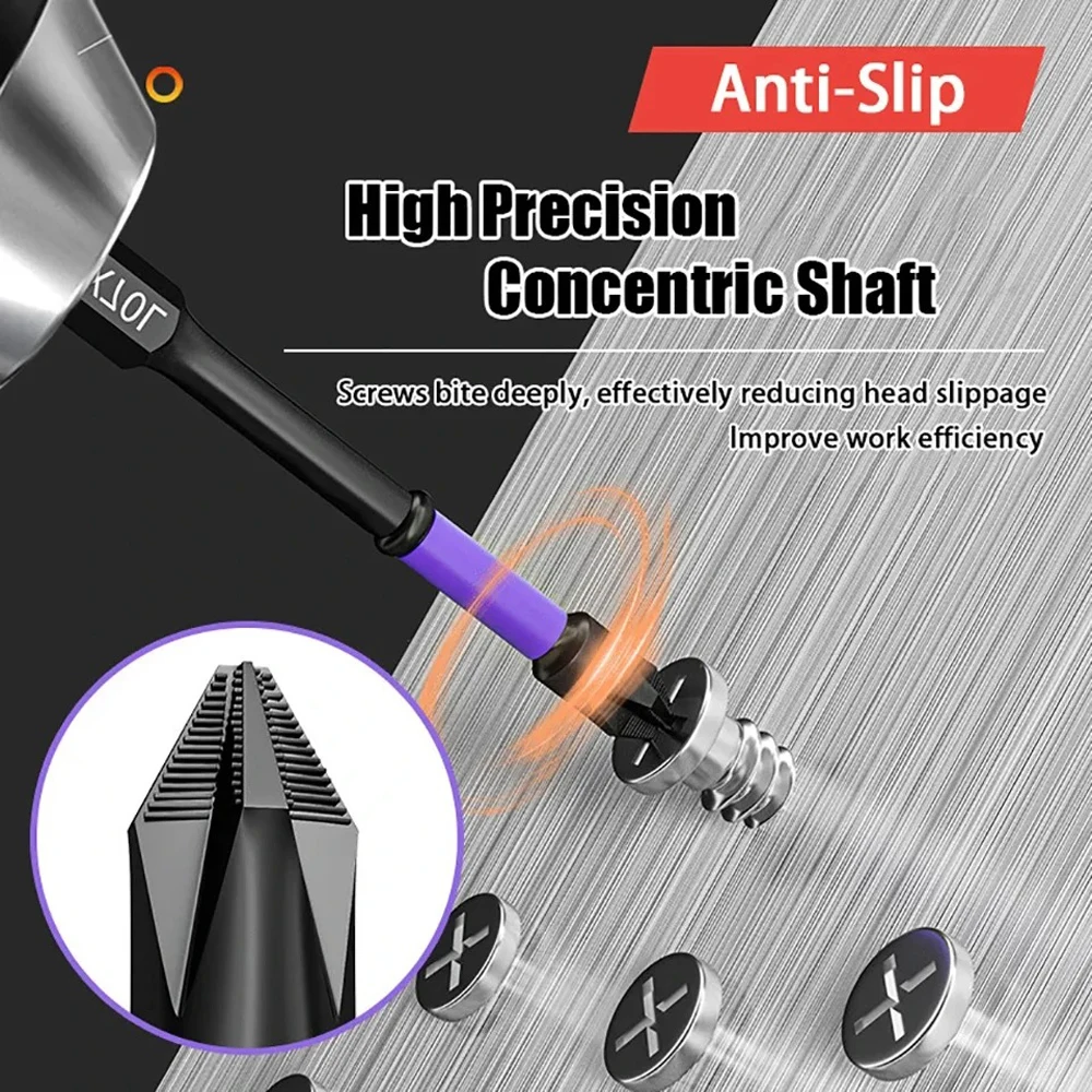 6/12 Pack Magnetic Screwdriver Bits Non-slip Shockproof Phillips Impact Bits Hex Shank Alloy Steel Bits Suitable for Power Tools