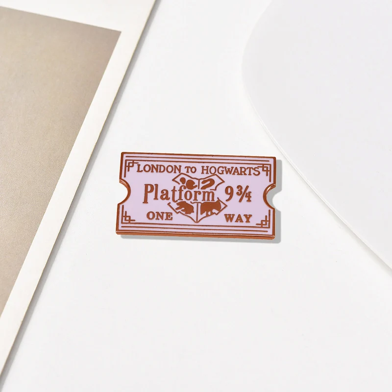 Magic Platform Brooch One-Way Ticket To The Magic Academy Enamel Pin Fantasy Fiction Jewelry Nerd Gifts