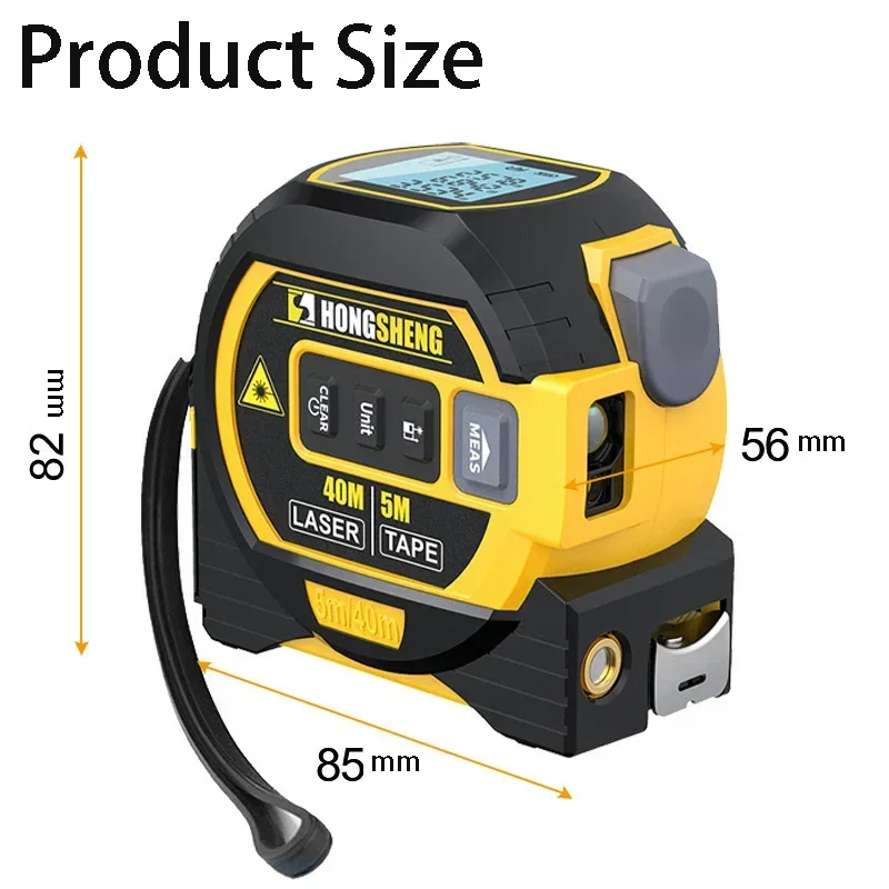 Laser Tape Measure 40m/60m Laser Distance Meter Rangefinder Laser Tools 3 In 1 Digital Tape Measuring Tools With Backlit Display