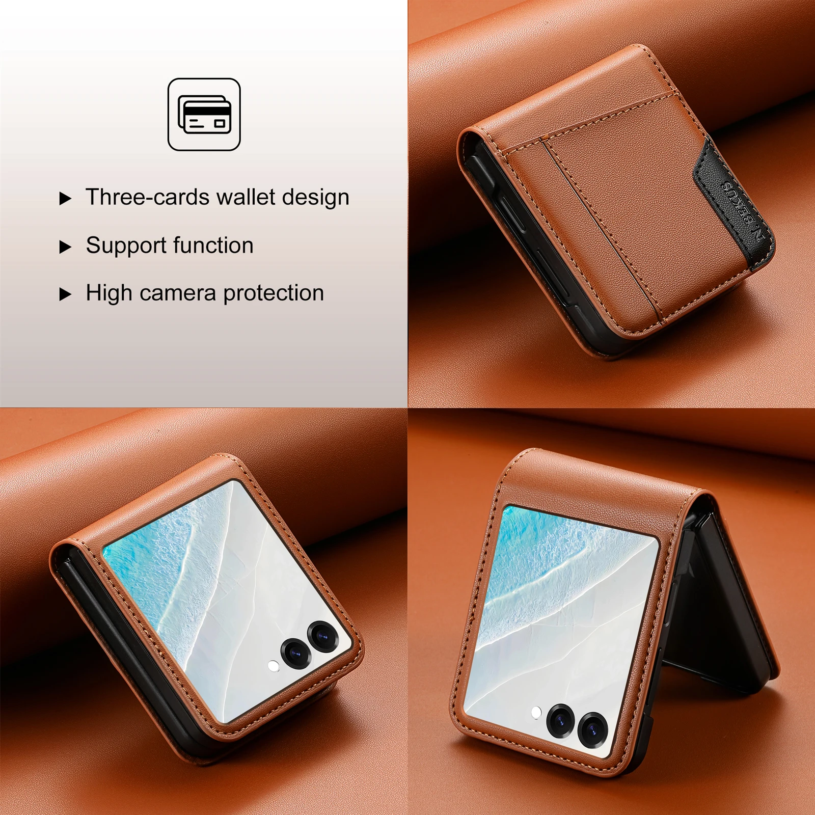 Flip Leder Handyhülle für Samsung Galaxy Z Flip 7, Flip 6, 5, 4, 3, 5G Flip7, Flip6, Brieftasche, Kartenhalter, Handytasche, Buchcover, Etui
