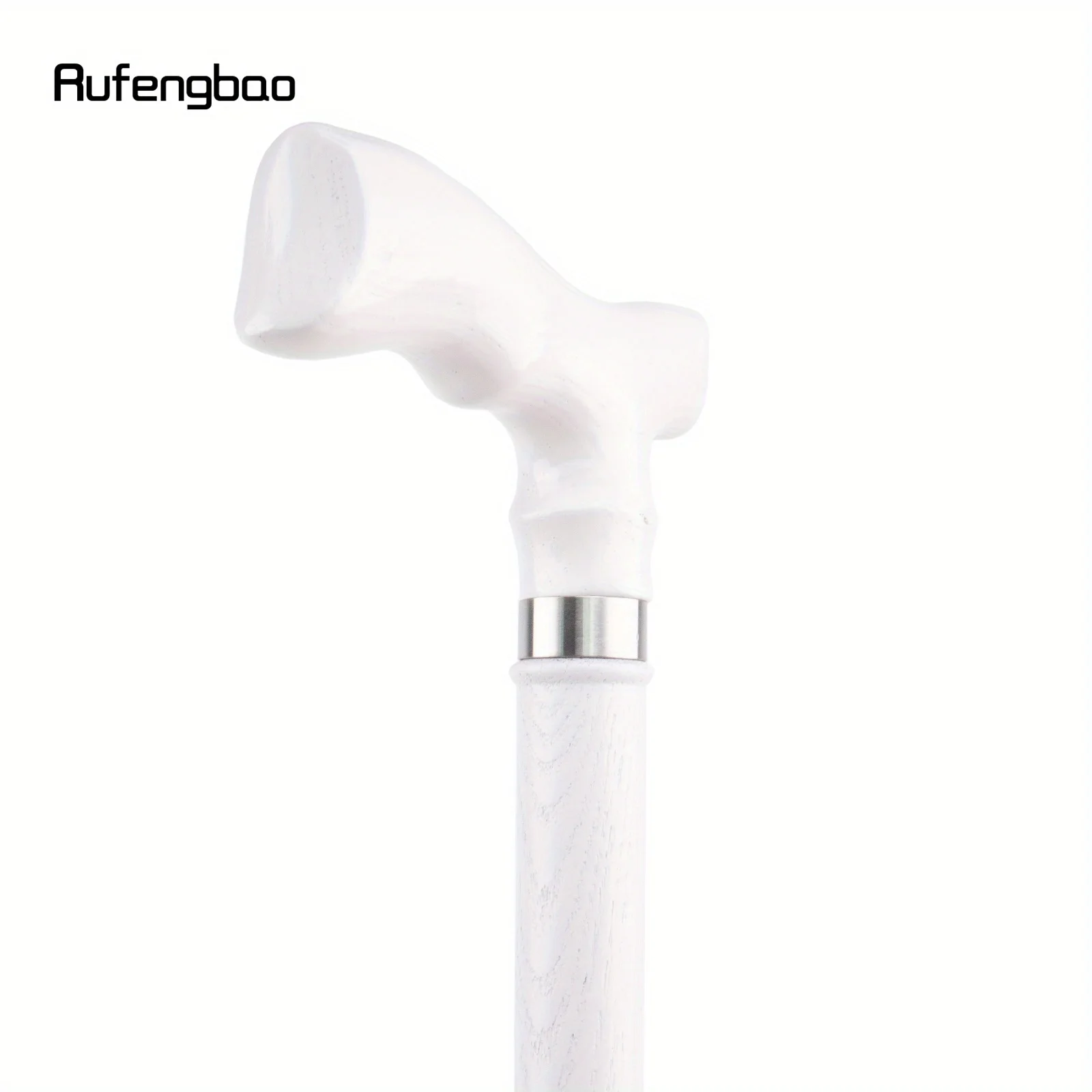 الأبيض شبه منحرف مقبض خشبي واحد مشترك موضة عصا قصب هالوين الصولجان العكاز العصا Crosier أداء المرحلة قصب 94 سنتيمتر