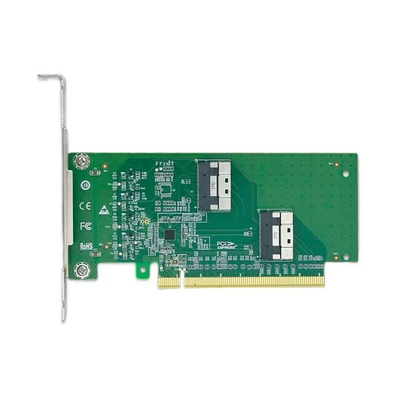 PCIe 4.0 x16 to built-in 2-port SFF-8654 8I NVMe expansion card