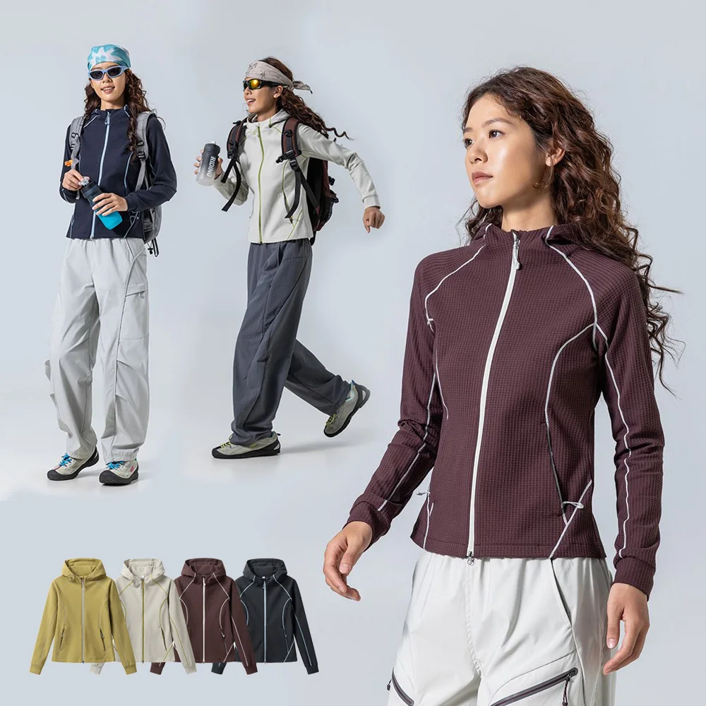 Women Outdoor Cycling Hiking Long Sleeve Sport Hooded T-shirt Spicy Girl Y2k Streetwear Slim Short T Shirt Coat Hoodie Tshirt