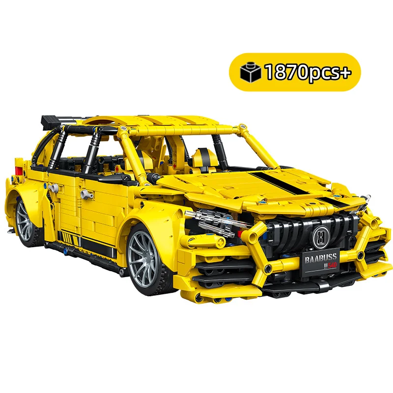 Stad Technische Gele Snelheidsrace Bouwstenen Sportwagen Model DIY tafeldecoraties verjaardagscadeaus voor kinderen 1870 stuks - afbeelding 2