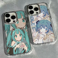 Cute Cartoon Kawaii Hatsune Miku Creative For iPhone 16 15 14 13 12 11 Pro XR XS Max 7 8 Plus ShockCoveroof Soft Phone Y2K Cover