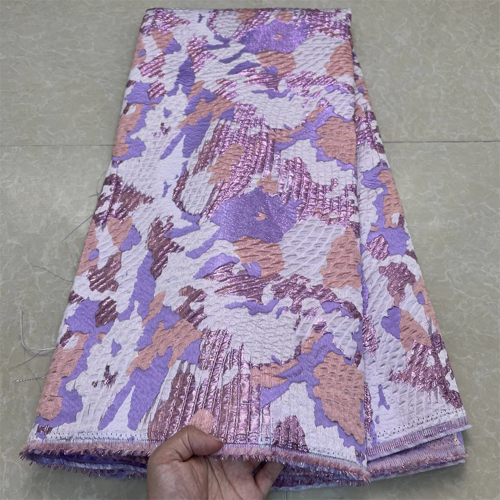 2024High Quality African Nigerian Tulle Lace Fabric Embroidery Silk Fabric Jacquard Dress Prom Party Gown For Sewing YXZ135
